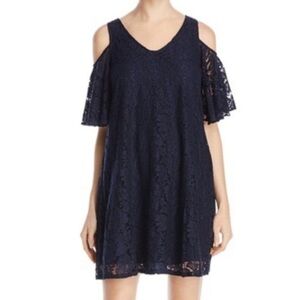 Nanette Lepore Navy Cold Shoulder Lace Dress